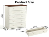 5-Drawer Cabinet with Solid Wood Veneer and Paint P2 MDF P2 Particleboard Storage Cabinet 43508099