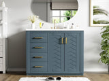 30'' Bathroom with Ceramic Sink Combo,Solid Wood Frame Bathroom Storage Cabinet, Freestanding N710P191970C