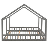 Twin Size House Platform Beds,Two Shared Beds, Gray WF296300AAE