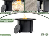 30" Propane Gas Fire Pit Table, 50000 BTU Round Steel Fire Pit with Wood Grain Ceramic Tabletop for 02473434