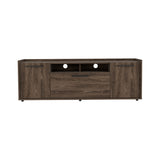 ZUN Brock Rectangle 2-Door TV Stand Dark Walnut B06280315