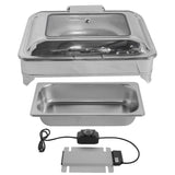 Electric Chafing Dish 9L/9.5QT 400W 110V Food Warmer Temperature Adjustable with Glass Lid for 00394670