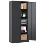 ZUN 72"H Metal Garage Storage Cabinet, Black Tool Steel Locking Cabinet with Doors and 4 Shelves, Tall 74034896