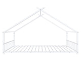 White Flat Bed House Shape with Side Guardrails Twin Children's Iron Bed 70816319