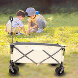 ZUN Folding Wagon, Heavy Duty Utility Beach Wagon Cart for Sand with Big Wheels, Adjustable Handle&Drink 78723841