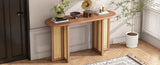 TREXM Farmhouse Rattan Console Entryway, Narrow Console with Storage, Hallway N715P245743D