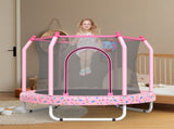 55-inch Trampoline for Kids Indoor & Outdoor Small Toddler Trampoline with Basketball Hoop W1163P315233