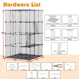 3-Tier Wire Cat Cage, Large Kennels Playpen with 3 Platforms, 3 Ramp Ladders and 4 Doors, Black W2181P155328