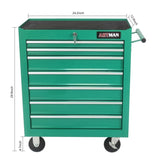 7 DRAWERS MULTIFUNCTIONAL TOOL CART WITH WHEELS-GREEN W1102126231