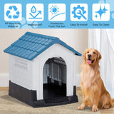33 inch Large Plastic Dog House, Indoor Outdoor Doghouse Pet House with Air Vents and Elevated 55267204