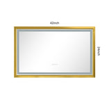 42x24 Inch LED Frontlit Bathroom Mirror with Metal Frame, Wall Mounted Vanity Mirror with Smart 48886599