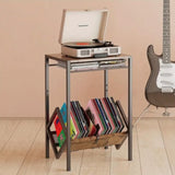 ZUN Electric stand with vinyl storage rack, 3-layer coffee table vinyl record display 28473775