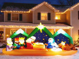 9FT Lighted Christmas Inflatable Decoration, Inflatable Nativity Scene with Starry Night Backdrop, 57994703