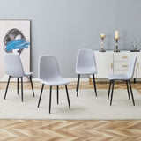 Comfortable Linen-Cotton Dining Chair Set - Four Pieces in Light Gray.Integrated Seat and W1151P228095