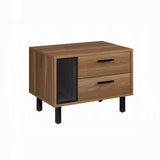 ZUN 2 Drawers Nightstand with 1 Open Compartment, Brown Oak and Black B016P256506