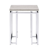 Natural Oak and Chrome End Table with Metal Sled Base B062P189175