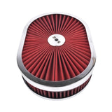 12 x 2'' Oval Air Cleaner Super Flow Washable Element Red for Chevy Ford Classic 5-1/8 Carb Neck 4 74243879