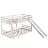 Elevated Cross Guard Rail with Slide Twin Pine Wooden Bed White 42592496
