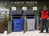 Garbage Bin Shed Stores 2 Trash Cans Metal Outdoor Bin Shed for Garbage Storage,54 cubic feet of W1598P357714
