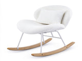 25.59"W x 33.66"D x 29.53"H Indoor Teddy Fabric Rocking Chair, Soft Fluffy Lounge Rocker with White 73370403