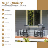 68.5*86*115CM Square Wooden Rocking Chair Wavy Backboard Black 40856754