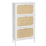 ZUN Natural Rattan 3 Door Shoe Rack, Modern Shoe Storage Cabinet, for Entryway 86748285