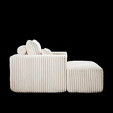 62.5-Inch Corduroy Sponge Sofa Lounge Chair with Removable footrest,No Assembly Required,Fluffy W834P206050
