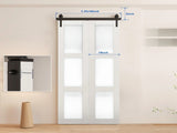 40" Bi-Folding Sliding Barn Door Hardware Kit for 2 Doors,Smoothly&Quietly,Black Track J Shape 89494323