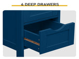4-Drawer Painted MDF Bathroom Cabinet 11.82*11.82*32.29in Navy Blue 44353502