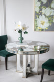 47x47x31.5" Round Dining Table with Elegant Floral Design and Mirrored Silver Finish W2078P248208