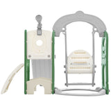 ZUN Toddler Slide and Swing Set 5 in 1, Kids Playground Climber Slide Playset with Telescope, 47706294