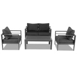 ZUN Aluminum Patio Furniture Set, 4 Pieces Modern Outdoor Conversation Set Sectional Sofa with Cushion 75618099