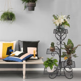 ZUN 4 Potted Square Flower Metal Shelves Plant Pot Stand Decoration for Indoor Outdoor Garden Black 34517195