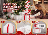 3FT Lighted Gift Box Tower, Pre-lit Stacked Present Boxes Ornament with 80 LED Warm White Lights and 34916158