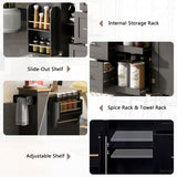 K&K Rolling Kitchen Island with Storage, Kitchen Cart with Rubber Wood Top, 3 Drawer, 2 Slide-Out WF316599AAB