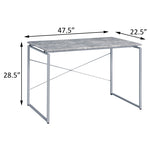 ZUN Grey and Silver Writing Desk with Metal Sled Base B062P184549