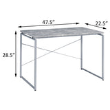 Grey and Silver Writing Desk with Metal Sled Base B062P184549