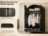 () Wardrobe with 2 Doors 1 Drawer and Rounded Top Design Particleboard 69144391