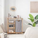 Bamboo Laundry Hamper Stand with 3-Tier Open Shelves 79290074