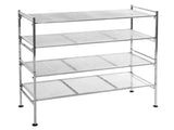 2-Tier Stackable 9-Pair Metal Mesh Shoe Storage Rack Organizer, Silver Mesh 32107809
