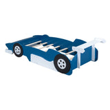Twin Size Race Car-Shaped Platform Bed with Wheels,Blue WF311965AAC