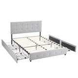 Upholstered Queen Platform Storage Bed Frame with 4 Drawers, Adjustable Headboard with Button Tufted 45724648