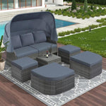 ZUN Outdoor Patio Furniture Set Daybed Sunbed with Retractable Canopy Conversation Set Wicker Furniture 84739887