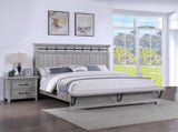 1pc Gray Contemporary Rustic Wood Finish Two Drawers Nightstand Wooden Bedroom Furniture Metal Pull B2741P504989