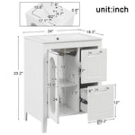 ZUN 24" Bathroom Vanity with Sink, Bathroom Vanity Cabinet with Two Drawers and Door, Adjustable Shelf, WF309411AAK