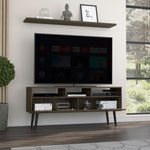 ZUN Oslo Tv Stand for TV´s up 51", Two Drawers, Three Open Shelves -Dark Walnut B20091975