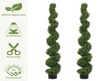6FT Artificial Spiral Topiary Trees Outdoor Faux Boxwood Plants with Large Twisted Green Potted W2945P379269