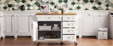 K&K 52'' Kitchen Island with Drop Leaf, Embossed Texture Kitchen Island on Wheels with Spice Rack, N707P195393W