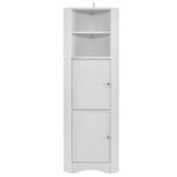 ZUN Tall Bathroom Corner Cabinet, Freestanding Storage Cabinet with Doors and Adjustable Shelves, MDF WF293800AAK