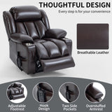 Dual Motor Infinite Position Up to 350 LBS Leatherair Power Lift Recliner Chair, Heavy Duty Motion W3224P290206